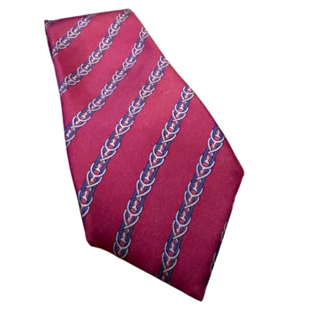Hermès 100% Silk Tie – Equestrian Belt Print – Luxury Designer Necktie